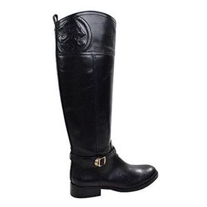 Tory Burch Marlene Black Leather Riding Boots
